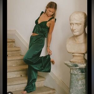 Luxurious Green Satin Pajama Set